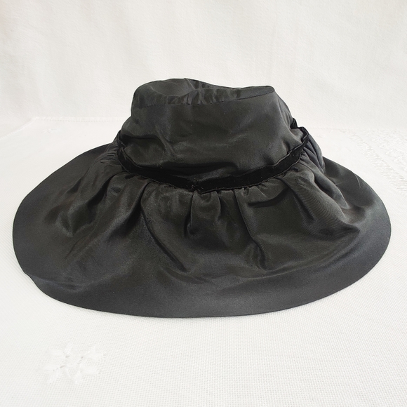 1920s Brimmed Cloche Hat w/ Faille Taffeta, Antique Hat Socialite Style Genuine - Picture 5 of 10